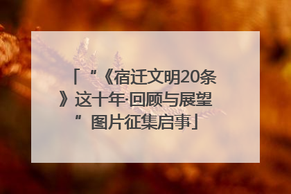 “《宿迁文明20条》这十年·回顾与展望”图片征集启事