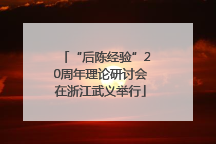 “后陈经验”20周年理论研讨会在浙江武义举行