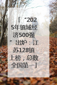 “2025年镇域经济500强”出炉：江苏128镇上榜，总数全国第一