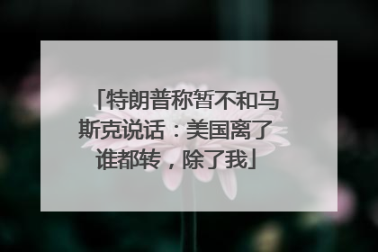 特朗普称暂不和马斯克说话：美国离了谁都转，除了我