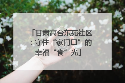 甘肃高台东苑社区：守住“家门口”的幸福“食”光