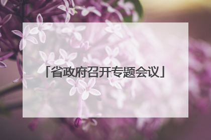省政府召开专题会议