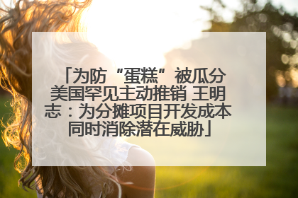 为防“蛋糕”被瓜分 美国罕见主动推销 王明志：为分摊项目开发成本同时消除潜在威胁