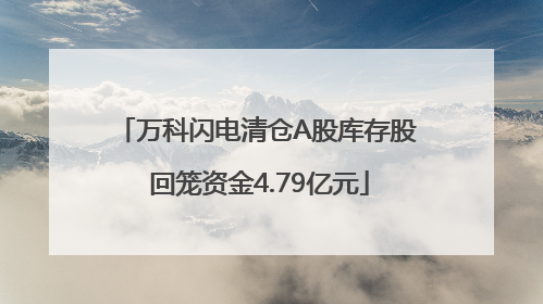 万科闪电清仓A股库存股 回笼资金4.79亿元