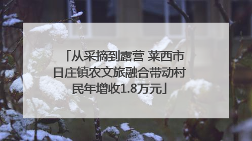 从采摘到露营 莱西市日庄镇农文旅融合带动村民年增收1.8万元