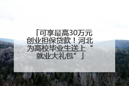 可享最高30万元创业担保贷款！河北为高校毕业生送上“就业大礼包”