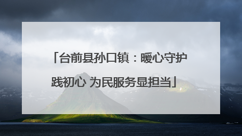 台前县孙口镇：暖心守护践初心 为民服务显担当
