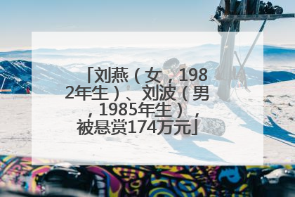 刘燕（女，1982年生）、刘波（男，1985年生），被悬赏174万元