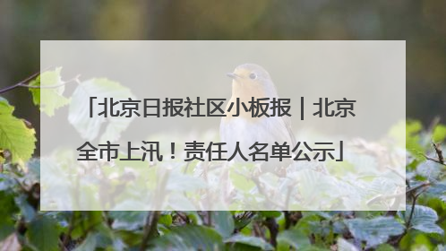 北京日报社区小板报｜北京全市上汛！责任人名单公示