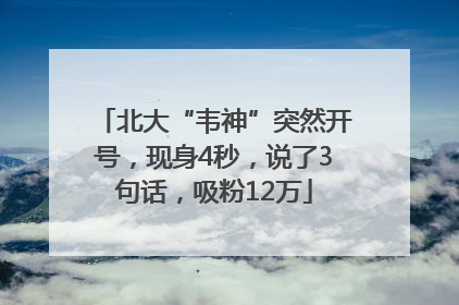 北大“韦神”突然开号，现身4秒，说了3句话，吸粉12万
