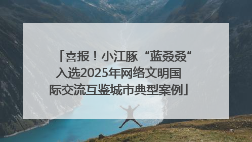 喜报！小江豚“蓝叒叒”入选2025年网络文明国际交流互鉴城市典型案例