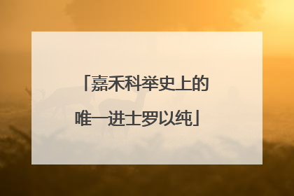 嘉禾科举史上的唯一进士罗以纯