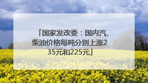 国家发改委：国内汽、柴油价格每吨分别上涨235元和225元