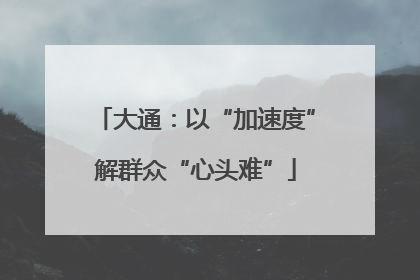 大通：以“加速度”解群众“心头难”