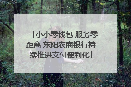 小小零钱包 服务零距离 东阳农商银行持续推进支付便利化