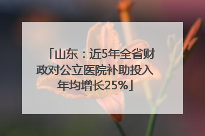 山东：近5年全省财政对公立医院补助投入年均增长25%
