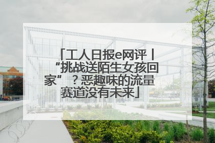 工人日报e网评丨“挑战送陌生女孩回家”？恶趣味的流量赛道没有未来