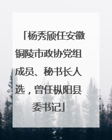 杨秀颀任安徽铜陵市政协党组成员、秘书长人选，曾任枞阳县委书记