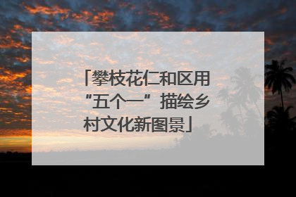 攀枝花仁和区用“五个一”描绘乡村文化新图景