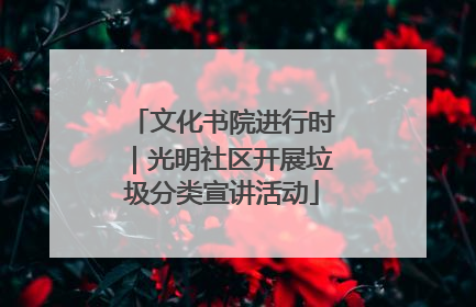 文化书院进行时｜光明社区开展垃圾分类宣讲活动