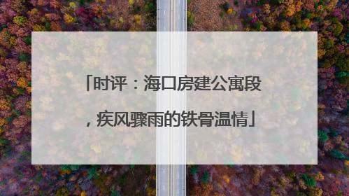 时评：海口房建公寓段，疾风骤雨的铁骨温情