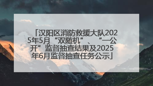 汉阳区消防救援大队2025年5月“双随机”、“一公开”监督抽查结果及2025年6月监督抽查任务公示