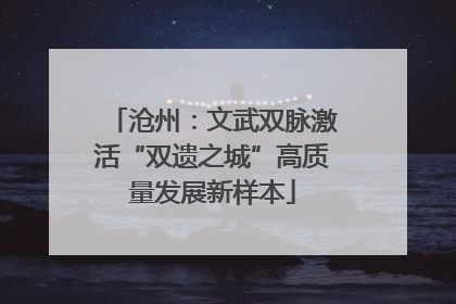 沧州：文武双脉激活“双遗之城”高质量发展新样本