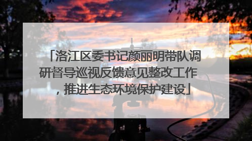 洛江区委书记颜丽明带队调研督导巡视反馈意见整改工作，推进生态环境保护建设