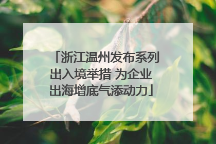 浙江温州发布系列出入境举措 为企业出海增底气添动力