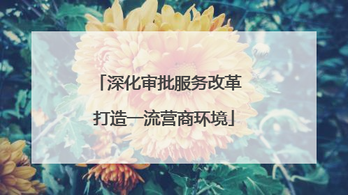 深化审批服务改革 打造一流营商环境