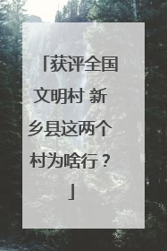 获评全国文明村 新乡县这两个村为啥行？
