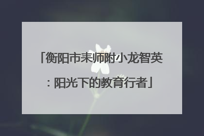 衡阳市耒师附小龙智英：阳光下的教育行者