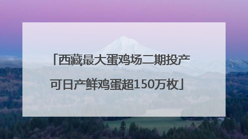 西藏最大蛋鸡场二期投产 可日产鲜鸡蛋超150万枚