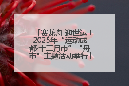 赛龙舟 迎世运！2025年“运动成都·十二月市”“舟市”主题活动举行