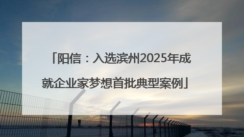 阳信：入选滨州2025年成就企业家梦想首批典型案例