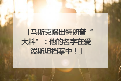 马斯克曝出特朗普“大料”：他的名字在爱泼斯坦档案中！