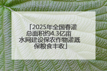 2025年全国春灌总面积约4.3亿亩 水网建设保农作物灌溉 保粮食丰收